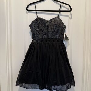 City Triangles Black Lace Mini Dress